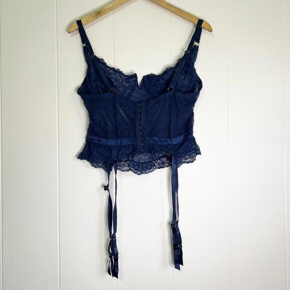 Oh La La Cherie Paris Blue Floral Lace Bustier Top Lingerie Women's 1X - Picture 3 of 6